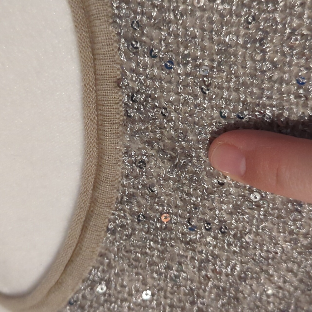 Ann Taylor Loft Sequin Tank Top Tan Silver Large - Picture 4 of 10